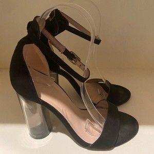 Charlotte Russe black suede like clear heels